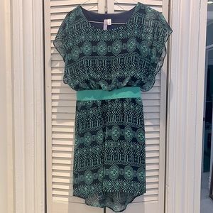 Green printed dress